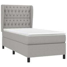 Vidaxl Box spring postelja z vzmetnico svetlo siva 90x190 cm blago