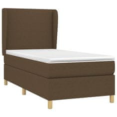 Vidaxl Box spring postelja z vzmetnico temno rjava 90x200 cm blago