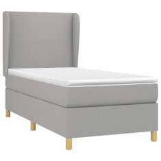 Vidaxl Box spring postelja z vzmetnico svetlo siv 100x200 cm blago