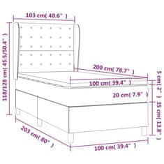 Vidaxl Box spring postelja z vzmetnico svetlo siv 100x200 cm blago