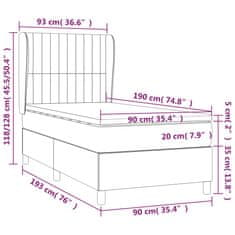 Greatstore Box spring postelja z vzmetnico temno siv 90x190 cm žamet