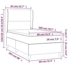Vidaxl Box spring postelja z vzmetnico temno siva 80x200 cm žamet
