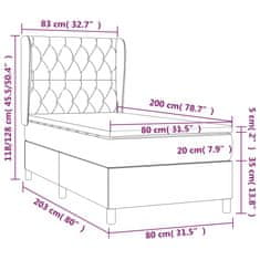 Vidaxl Box spring postelja z vzmetnico temno siva 80x200 cm žamet