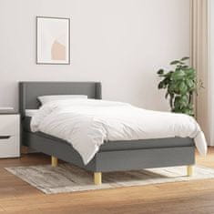 Vidaxl Box spring postelja z vzmetnico temno siva 100x200 cm blago