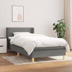 Vidaxl Box spring postelja z vzmetnico temno siva 100x200 cm blago