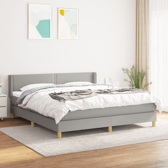 Greatstore Box spring postelja z vzmetnico svetlo siva 180x200 cm blago