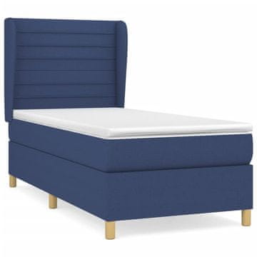 Vidaxl Box spring postelja z vzmetnico modra 80x200 cm blago