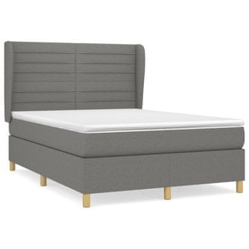 Vidaxl Box spring posteljni z vzmetnico temno siv 140x190 cm blago