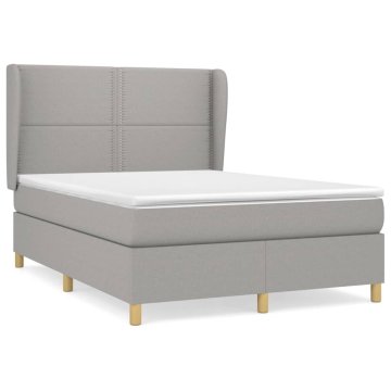 Vidaxl Box spring posteljni z vzmetnico svetlo siv 140x190 cm blago