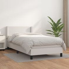 Vidaxl Box spring postelja z vzmetnico bela 80x200 cm umetno usnje
