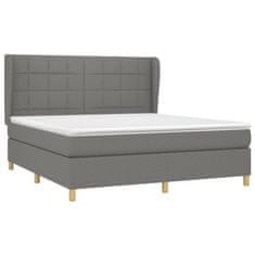 Vidaxl Box spring postelja z vzmetnico temno siva 180x200 cm blago