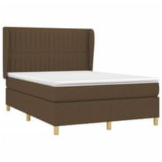 Vidaxl Box spring postelja z vzmetnico temno rjava 140x200 cm blago