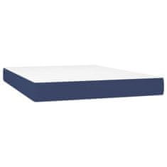 Vidaxl Box spring postelja z vzmetnico modra 140x200 cm blago