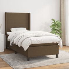 Vidaxl Box spring postelja z vzmetnico temno rjava 80x200 cm blago