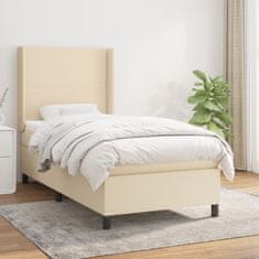 Vidaxl Box spring postelja z vzmetnico krem 80x200 cm blago