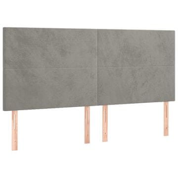 Vidaxl Vzglavje za postelje svetlo sivo 160x5x118/128 cm žamet