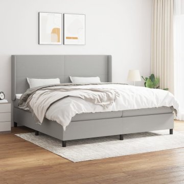 Vidaxl Box spring postelja z vzmetnico svetlo siva 200x200 cm blago