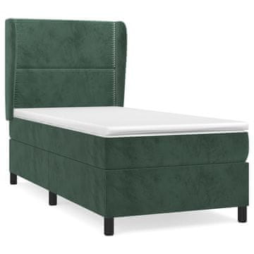 Vidaxl Box spring postelja z vzmetnico temno zelena 90x200 cm žamet
