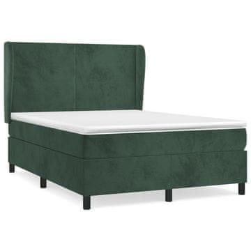 Vidaxl Box spring postelja z vzmetnico temno zelen 140x190 cm žamet