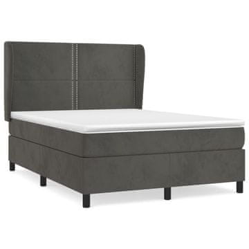 Vidaxl Box spring posteljni z vzmetnico temno siv 140x190 cm žamet