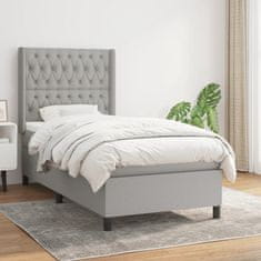 Vidaxl Box spring postelja z vzmetnico svetlo siva 90x190 cm blago