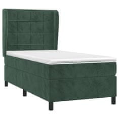 Vidaxl Box spring postelja z vzmetnico temno zelena 100x200 cm žamet