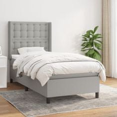Vidaxl Box spring postelja z vzmetnico svetlo siv 100x200 cm blago