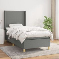 Vidaxl Box spring postelja z vzmetnico temno siva 90x190 cm blago