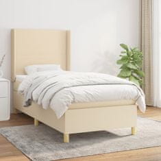 Vidaxl Box spring postelja z vzmetnico krem 90x200 cm blago