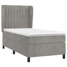 Vidaxl Box spring postelja z vzmetnico svetlo siva 90x200 cm žamet