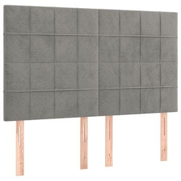 Vidaxl Vzglavje za postelje svetlo sivo 144x5x118/128 cm žamet