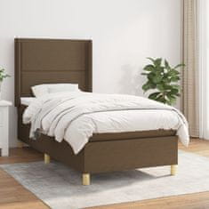 Vidaxl Box spring postelja z vzmetnico temno rjav 90x190 cm blago