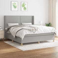 Vidaxl Box spring postelja z vzmetnico svetlo siva 180x200 cm blago