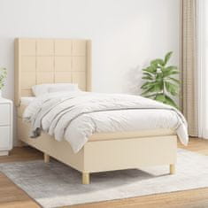 Vidaxl Box spring postelja z vzmetnico krem 100x200 cm blago