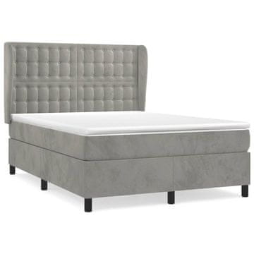 Vidaxl Box spring postelja z vzmetnico svetlo siva 140x200 cm žamet