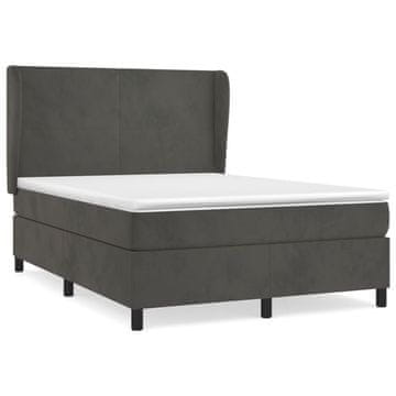 Vidaxl Box spring posteljni z vzmetnico temno siv 140x190 cm žamet
