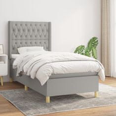 Vidaxl Box spring postelja z vzmetnico svetlo siv 100x200 cm blago