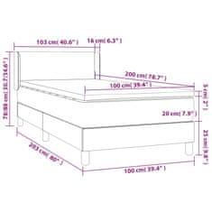 Vidaxl Box spring postelja z vzmetnico modra 100x200 cm blago