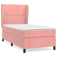 Vidaxl Box spring postelja z vzmetnico roza 90x190 cm žamet
