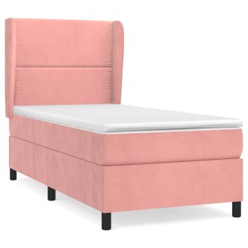 Vidaxl Box spring postelja z vzmetnico roza 90x190 cm žamet
