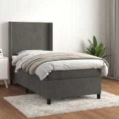 Vidaxl Box spring postelja z vzmetnico temno siva 100x200 cm žamet