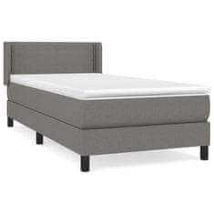 Vidaxl Box spring postelja z vzmetnico temno siva 90x190 cm blago
