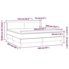 Vidaxl Box spring postelja z vzmetnico temno siva 160x200 cm blago
