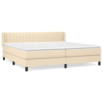 Vidaxl Box spring postelja z vzmetnico krem 200x200 cm blago
