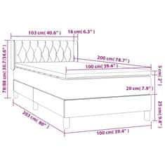 Vidaxl Box spring postelja z vzmetnico temno rjava 100x200 cm blago