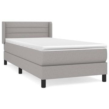Vidaxl Box spring postelja z vzmetnico svetlo siva 90x190 cm blago