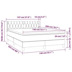 Vidaxl Box spring postelja z vzmetnico krem 140x200 cm blago