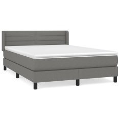 Vidaxl Box spring postelja z vzmetnico temno siva 140x200 cm blago