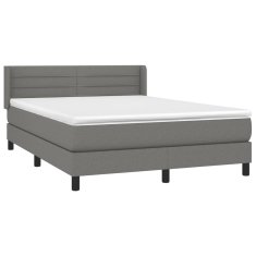 Vidaxl Box spring postelja z vzmetnico temno siva 140x200 cm blago