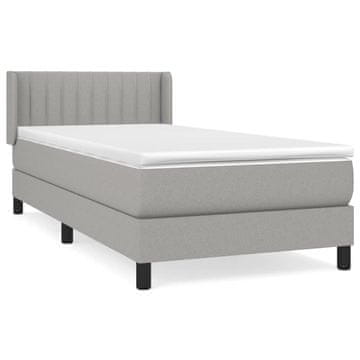 Vidaxl Box spring postelja z vzmetnico svetlo siva 90x190 cm blago